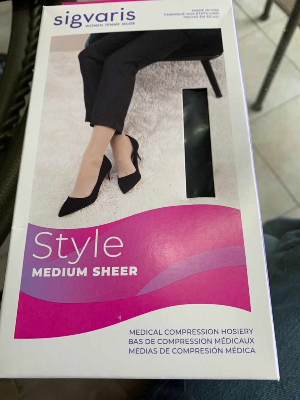 Sigvaris Style Medium Sheer Medical Compression Hosiery - Black New